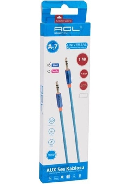 A-7 3.5mm Jack 1mt, Kumaş Kaplama, Aux Ses Kablosu fırsatları