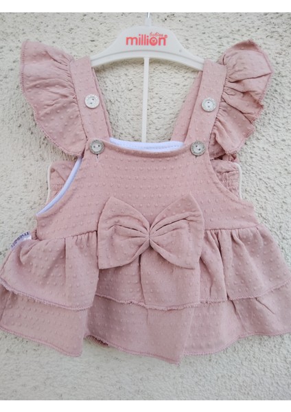 Puantiyeli Bebek Elbise Takımı & Pembe Kız Bebek Elbise