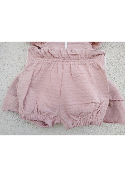 Puantiyeli Bebek Elbise Takımı & Pembe Kız Bebek Elbise