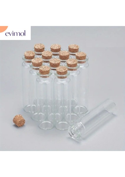 12 Adet ( 25 ml - Uzunluk 11 cm ) ( Çok Amaçlı & Dekoratif ) Boş Cam Şişe ( Mantar Kapaklı ) 12 Adet