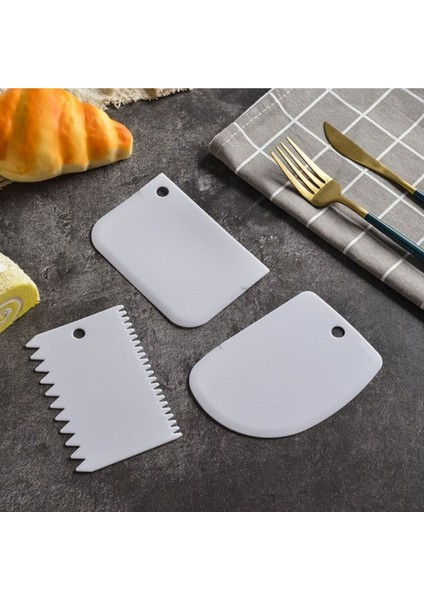 3'lü Hamur Kesici Kazıyıcı Dekoratör Set Pasta Şekillendirici 3 Parça fırsatları