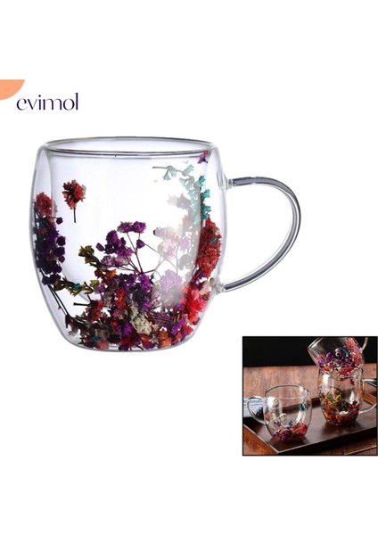 200ML & Geniş & Kalpli Çift Cidarlı & Çiçek Süslü - Termisil & Isıya Dayanıklı Cam Bardak fiyatları