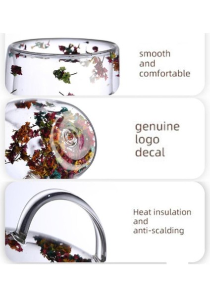 200ML & Geniş & Kalpli Çift Cidarlı & Çiçek Süslü - Termisil & Isıya Dayanıklı Cam Bardak modelleri