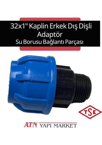 32X1" Kaplin Erkek Dış Dişli Adaptör – Su Borusu Bağlantı Parçası – Pp Rekorlu Ek Elemanı