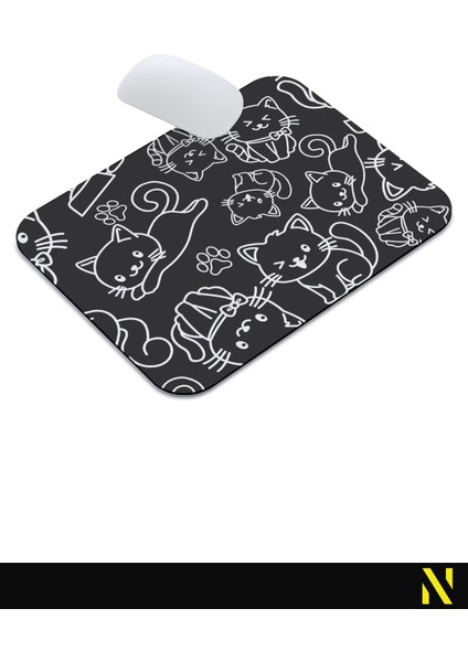 Sevimli Kediler Desenli Siyah Renkli Ergonomik Mouse Pad - 23 cm x 19 cm - Kaydırmaz Taban Ev ve Ofis Kullanımı Fare Altlığı Mousepad indirimleri