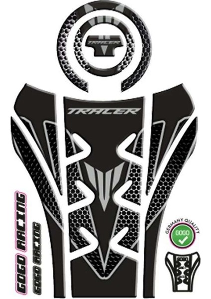 Yamaha MT07 Tracer 2016-2018 Uyumlu Gri-Siyah Tank Pad
