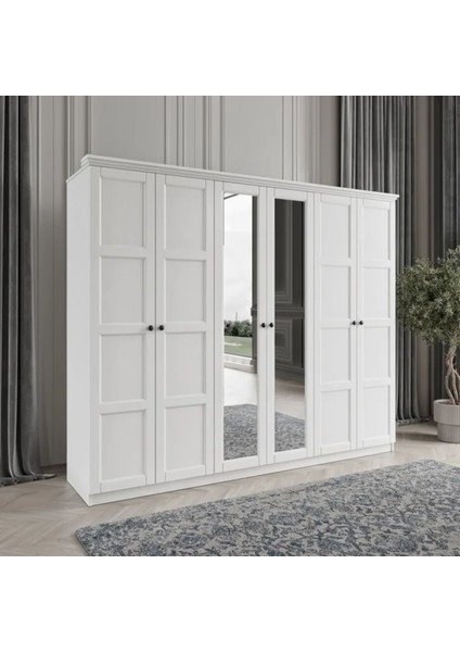 Toprak 6 Kapaklı Bazalı Gardırop Tamamı Mdf