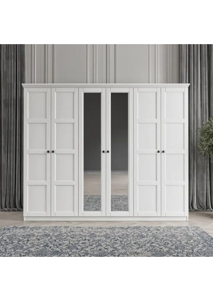 Toprak 6 Kapaklı Bazalı Gardırop Tamamı Mdf