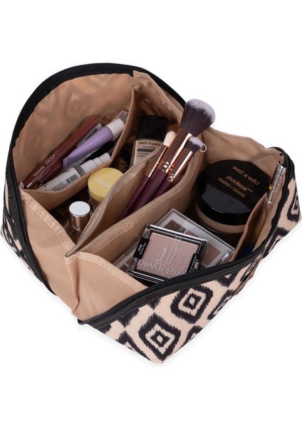 Sıvı Geçirmez Çok Amaçlı Tutma Kollu Makyaj Çantası Geniş Bölmeli Seyahat Tipi
