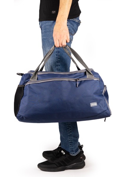 Orta Boy 52 cm Imperteks Kumaş Ayakkabı Bölmeli Seyahat Spor Gym Fitness Plaj Çantası Lacivert D550 fiyatları