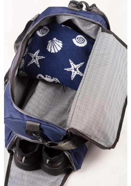Orta Boy 52 cm Imperteks Kumaş Ayakkabı Bölmeli Seyahat Spor Gym Fitness Plaj Çantası Lacivert D550 indirimleri