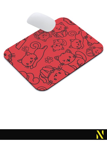 Sevimli Kediler Desenli Kırmızı Renkli Ergonomik Mouse Pad - 23 cm x 19 cm - Kaydırmaz Taban Ev ve Ofis Kullanımı Fare Altlığı Mousepad indirimleri