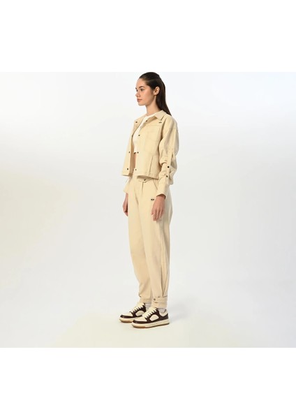 Gabardin Krem Ceket Pantolon Takım