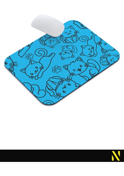 Sevimli Kediler Desenli Mavi Renkli Ergonomik Mouse Pad - 23 cm x 19 cm - Kaydırmaz Taban Ev ve Ofis Kullanımı Fare Altlığı Mousepad indirimleri