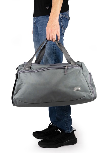 Orta Boy 52 cm Imperteks Kumaş Ayakkabı Bölmeli Seyahat Spor Gym Fitness Plaj Çantası Gri D550 fiyatları