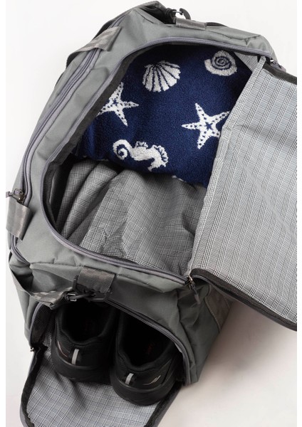 Orta Boy 52 cm Imperteks Kumaş Ayakkabı Bölmeli Seyahat Spor Gym Fitness Plaj Çantası Gri D550 indirimleri