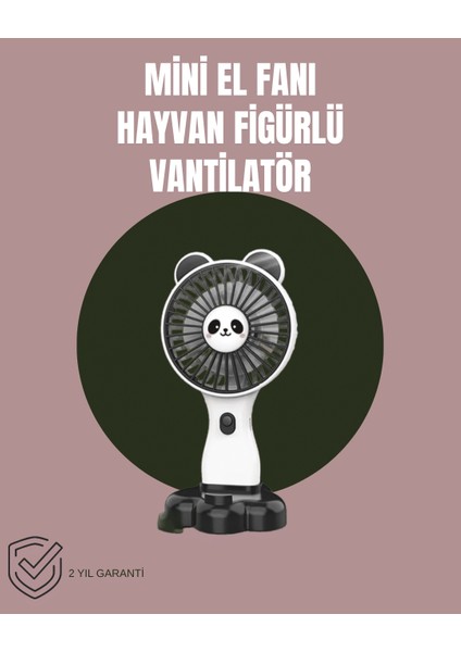 Hayvan Figürlü Mini El Fanı - USB Şarjlı Sessiz Vantilatör