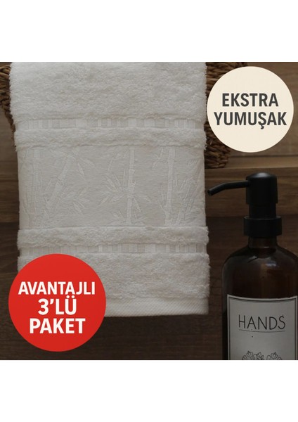 Oiva Lüx Bambu 3'lü Beyaz El Havlusu (50 x 90)