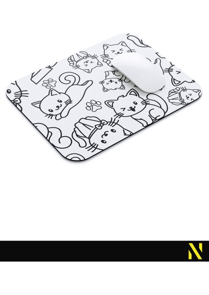 Sevimli Kediler Desenli Beyaz Renkli Ergonomik Mouse Pad - 23 cm x 19 cm - Kaydırmaz Taban Ev ve Ofis Kullanımı Fare Altlığı Mousepad modelleri