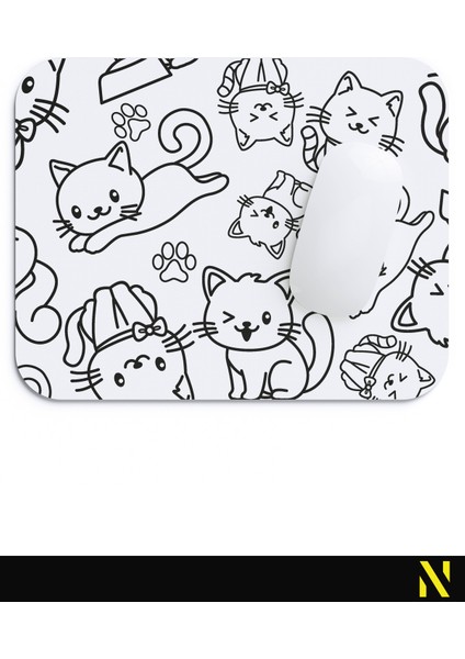 Sevimli Kediler Desenli Beyaz Renkli Ergonomik Mouse Pad - 23 cm x 19 cm - Kaydırmaz Taban Ev ve Ofis Kullanımı Fare Altlığı Mousepad fırsatları