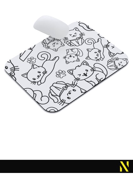 Sevimli Kediler Desenli Beyaz Renkli Ergonomik Mouse Pad - 23 cm x 19 cm - Kaydırmaz Taban Ev ve Ofis Kullanımı Fare Altlığı Mousepad indirimleri