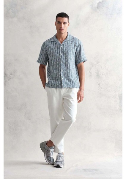 Didcot Kısa Kol Gömlek - Mavi/ekru Çiçekli Çizgi Deseni ile Şıklığınızı Artırın fiyatları