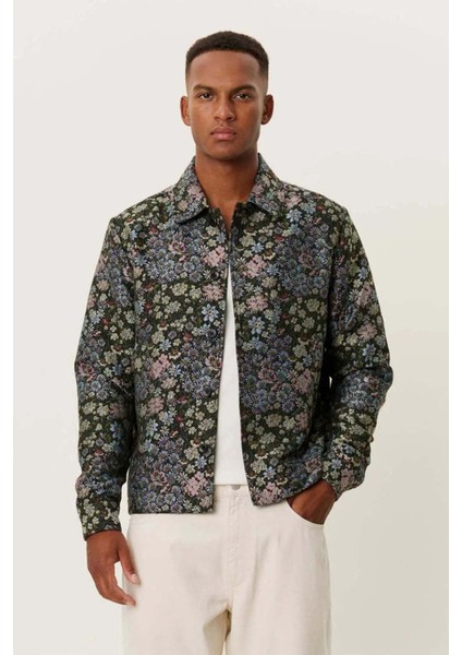 Hugh Jacquard Overshirt: Şık ve Rahat Çiçek Desenli Gömlek (100% Polyester) fiyatları