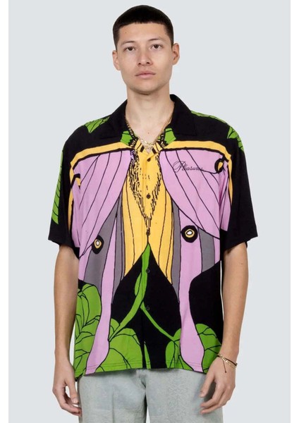 Şık Moth Button Down Gömlek - %100 Rayon ve Özel Dijital Baskı Ile modelleri