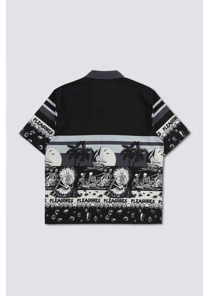 Kahverengi Skeletler Desenli %100 Pamuklu Plaj Gömleği | Rahat ve Şık fiyatları