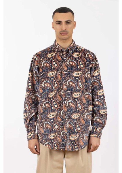Şık La Chemise Velours Paisley: %100 Viskon Uzun Kollu Gömlek