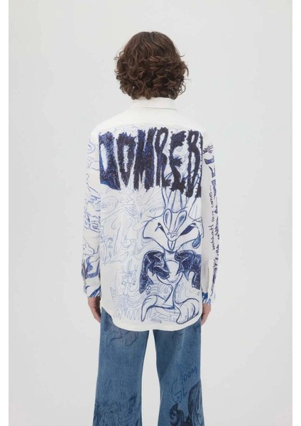 Homeroom Gömlek - %100 Pamuklu, Orijinal Doodle Sanatı ile Uzun Kollu Klasik Tasarım fırsatları