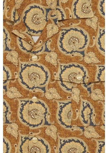 Mustard Renkli %100 Pamuk Paisley Desenli Kısa Kollu Gömlek fiyatları