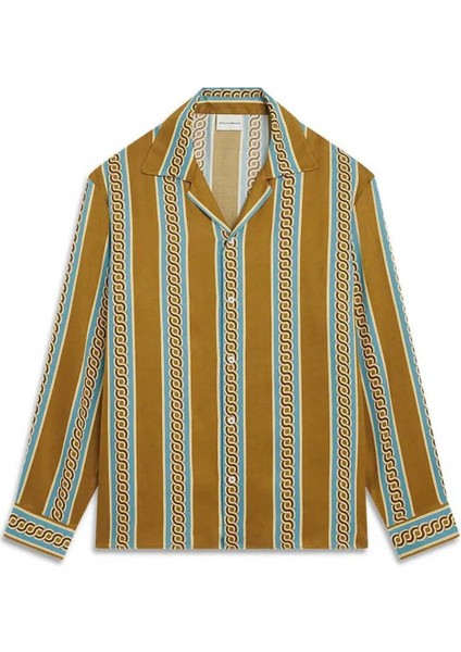 Koyu Sarı Uzun Kollu Viskon Gömlek - La Chemise Tresses ml