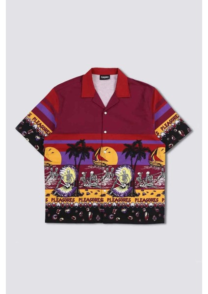 Plajda Rahatlık: Skeletons On The Beach 100% Pamuk Button Down Gömlek