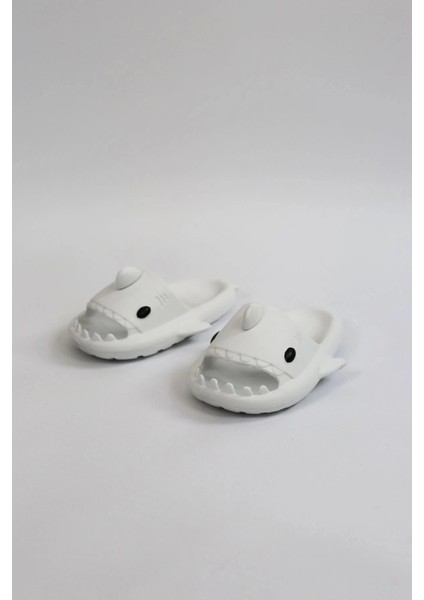 WG500 Köpekbalığı Beyaz Unisex Tam Ortopedik Terlik Shark Slides Cocuk