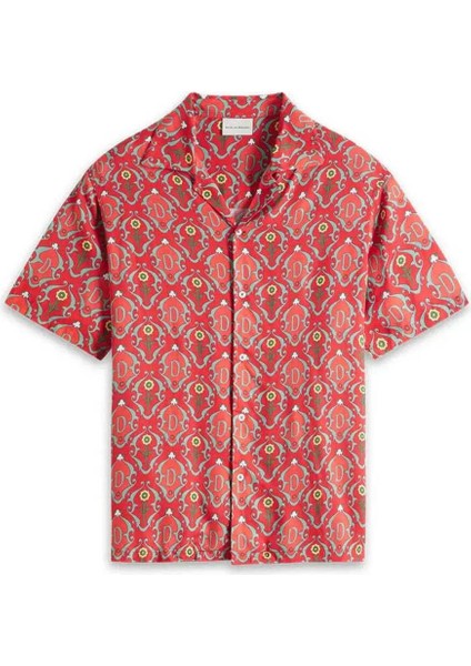 La Chemise Ornements: Kısa Kolu, Açık Yaka ve Desenli Viskon Gömlek
