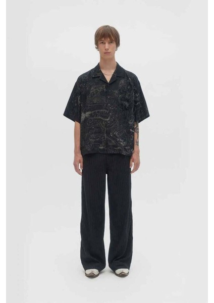 Utopia Camp Yaka Gömlek - Orijinal Sanat Baskılı Rahat Kesim, Ipek Yapılı fiyatları