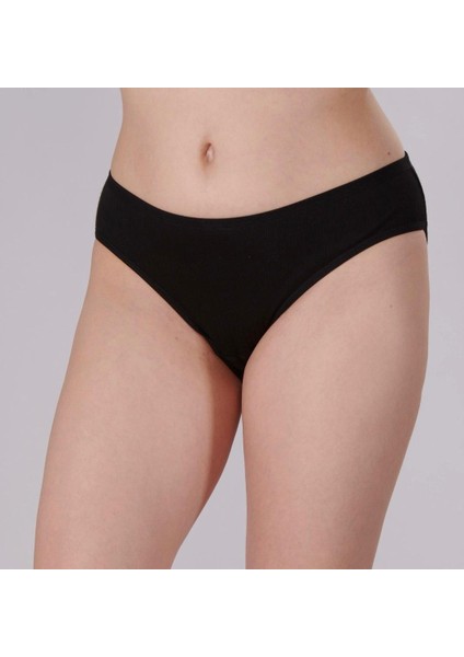 5'li Ekonomik Paket Kadın Fitilli Slip Külot Siyah