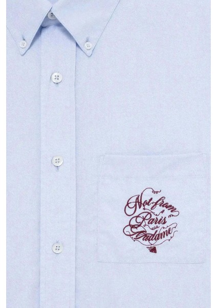 Hafif Mavi Uzun Kollu %100 Pamuk Gömlek - La Chemise Slogan Vignes modelleri