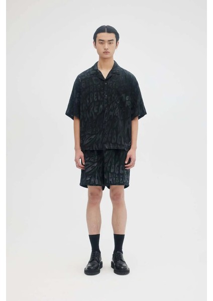 waves Kamp Yaka Gömlek - %70 Rayon, %30 Tencel, Özgün Domrebel Desenli Kısa Kollu fiyatları