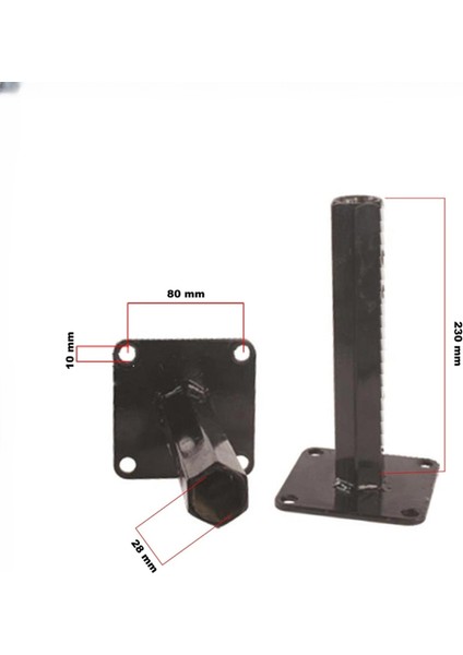 C08 27X230MM Altıgen Siyah Çapa Makinesi Sağ Sol Standart Teker Mili