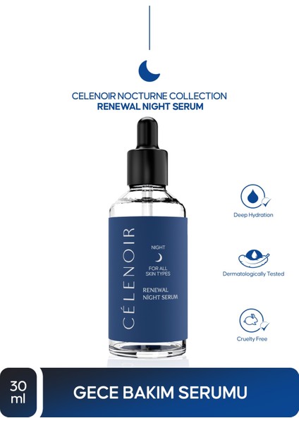 Nocturne Yenileyici Gece Serumu – Retinol Peptid ve Hyaluronik Asit Yoğun Onarıcı Bakım 30ML