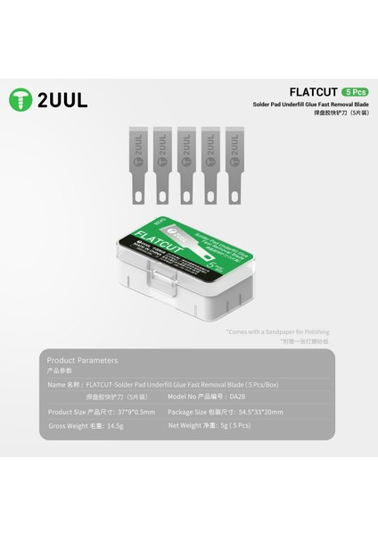 2uul DA28 Flatcut Mobil Ic Lehim Pedi Alt Dolgu Tutkal Çıkarma Bıçağı fiyatları