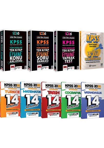 2026 Kpss ortaöğretim Ön Lisans Karma Set(Konu Anlatımı-Soru Bank-Yaprak Test-Tüm Dersler 14 Deneme)