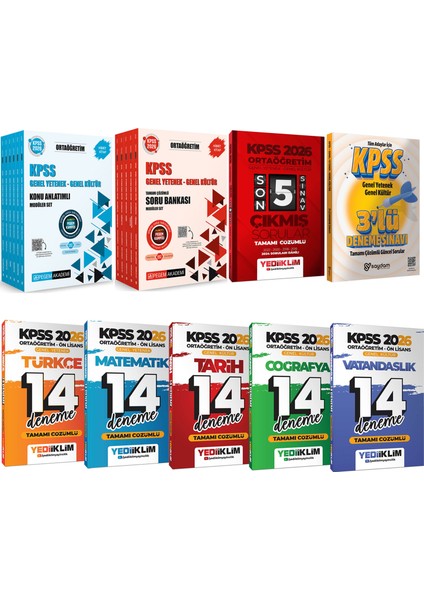 2026 Kpss Ortaöğretim Karma Set(Konu Anlatımı- Soru Bankası 6+5 Kitap-Çözümlü Deneme-Çıkmış Sorular)