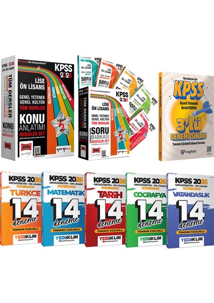 2026 Kpss ortaöğretim Ön Lisans Karma Set(Konu Anlatım-Soru Bankası 5+5 Kitap-Tüm Dersler 14 Deneme)