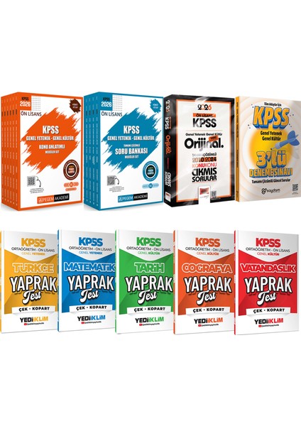 2026 Kpss Ön Lisans Karma Set(Konu-Soru Bankası 6+5 Kitap-Konu Konu Çıkmış Sorular-Yaprak Test)