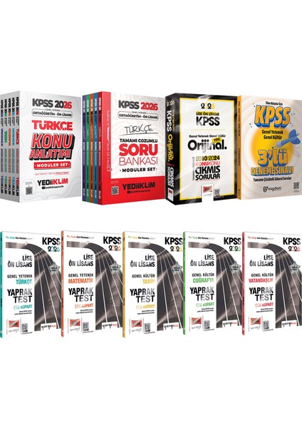 2026 Kpss ortaöğretim Ön Lisans Karma Set(Konu-Soru Bankası 5+5 Kitap-Çıkmış Sorular-Yaprak Test)