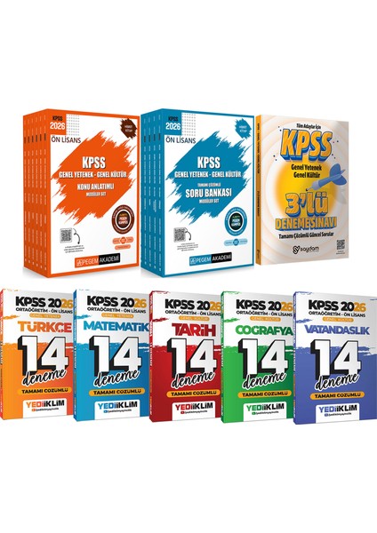 2026 Kpss Ön Lisans Karma Set(Konu Anlatımlı 6 Kitap-Soru Bankası 5 Kitap-Tüm Dersler 14 Deneme)