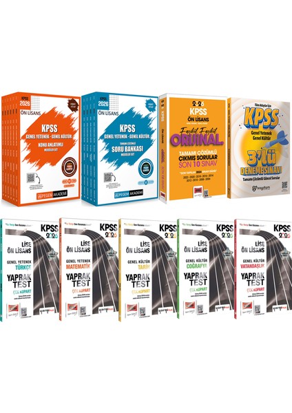 2026 Kpss Ön Lisans Karma Set(Konu-Soru Bankası 6+5 Kitap-Çıkmış Sorular-Çek Kopart Yaprak Test)